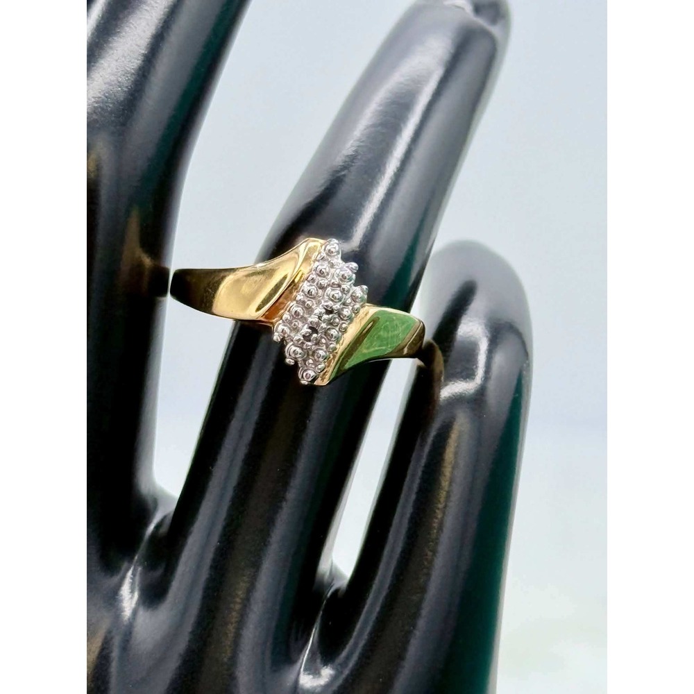 Womens Two Tone Gold Diamond Accent Bypass Cluster Ring Size 7
